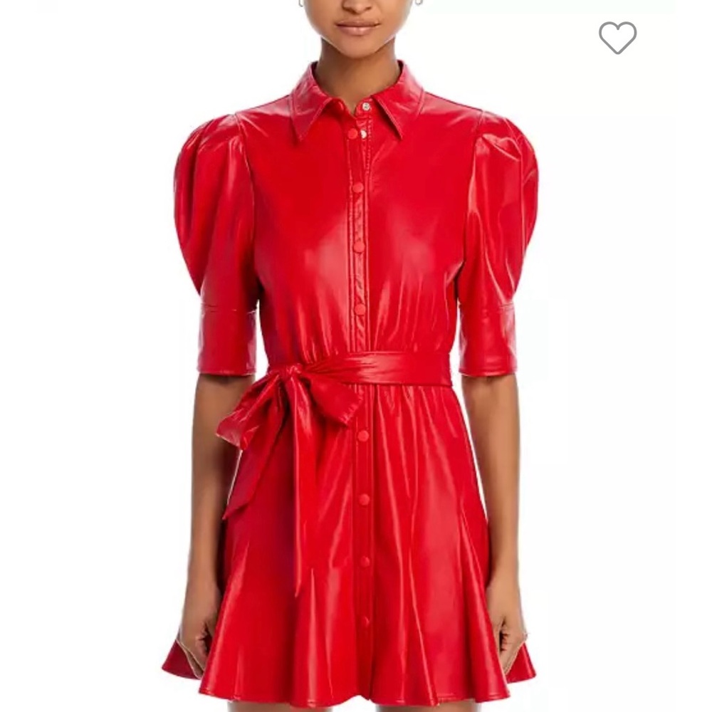 Alice + Olivia Lurlene Puff Sleeve Faux Leather Dress bought on Madison Ave